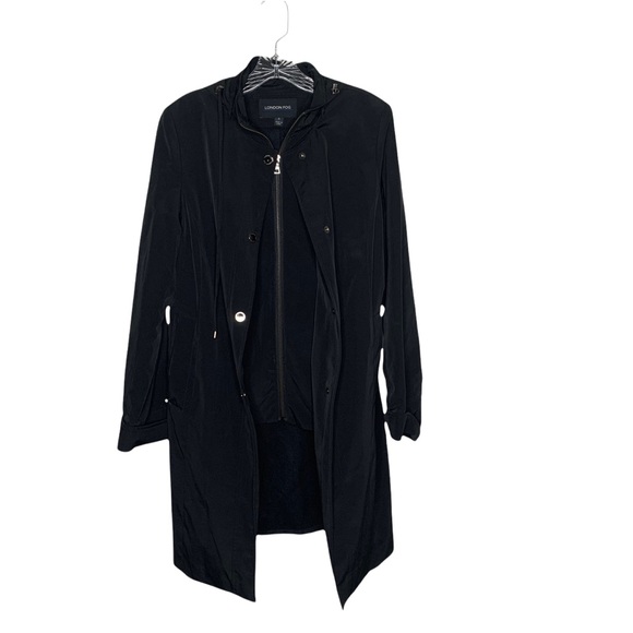 London Fog Jackets & Blazers - London Fog Women Black Layered Trench Coat with Hood Size Small